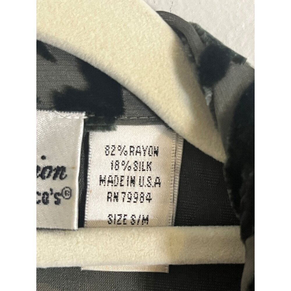 Animal Print Silk Burnout Shirt Black S Retro Neutral Preppy Classic Lagen Boho - Picture 6 of 10